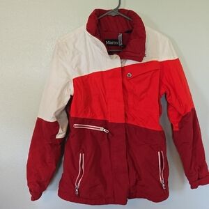 Marmot Red And White Ski Coat Size Small
